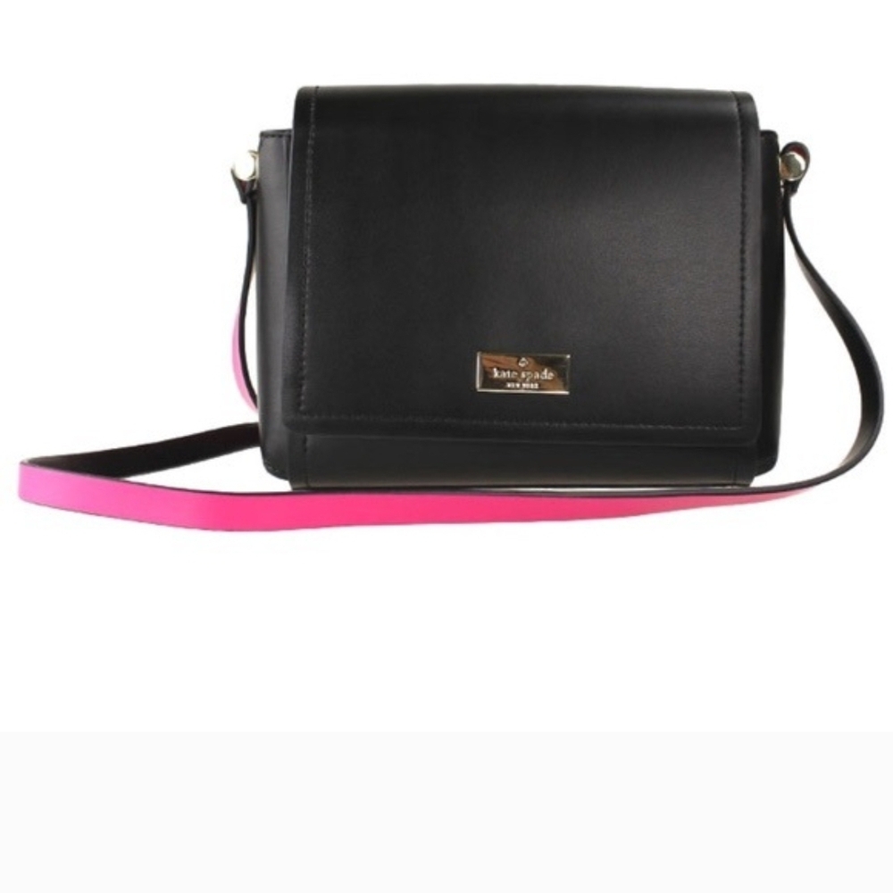 Kate Spade Black Crossbody Bag with Pink Strap